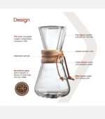 Passador de Café Chemex com Alça Madeira 3 Xicaras - Imagem 4