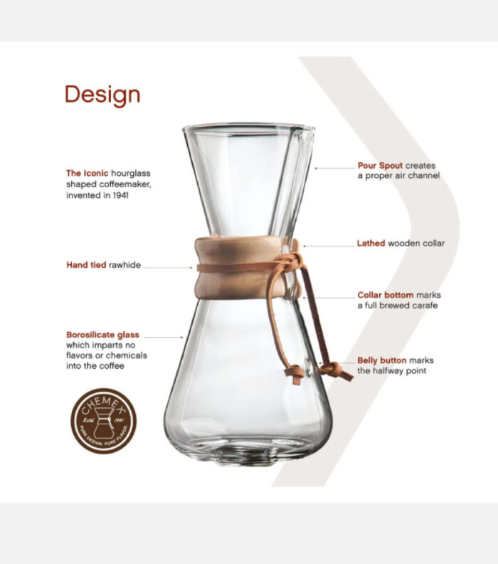 Passador de Café Chemex com Alça Madeira 3 Xicaras - Imagem 4